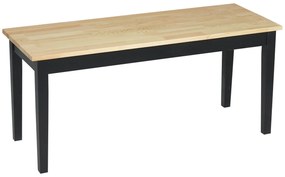 HOMCOM Banc din lemn pentru 2 persoane bicolore, cu șezut natural și picioare negre 102 x 36 x 45 cm | Aosom Romania