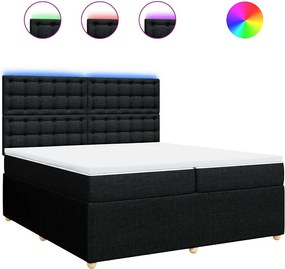 vidaXL Pat box spring cu saltea, negru, 200x200 cm, textil