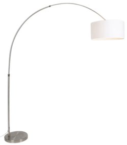 Lampă cu arc din oțel cu abajur din stofă alb 50/50/25 reglabil - XXL
