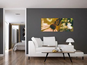 Tablou cu fluture pe floare (120x50 cm)