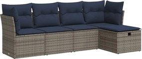 vidaXL Set canapea de grădină cu perne, 5 piese, gri, poliratan