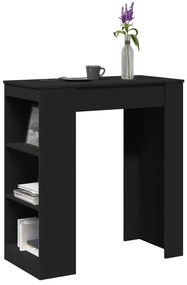 854383 vidaXL Masă de bar cu rafturi, negru, 95x47x103,5 cm, lemn prelucrat