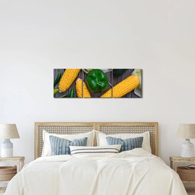 Tablou - legume (cu ceas) (90x30 cm)