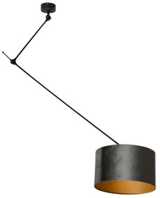 Lampa Suspendată Neagră cu Abajur de Catifea Verde 35cm - Blitz
