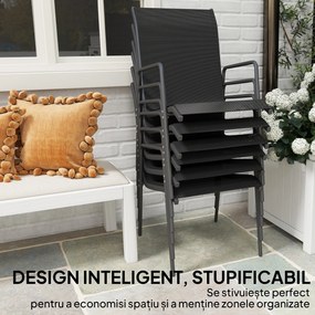 Outsunny Set de 6 Scaune de Grădină Empilabile cu Spătar Înalt | Aosom Romania