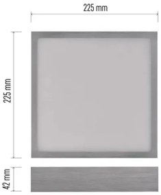 Plafonieră LED/21W/230 3000/3500/4000K 22,5x22,5 cm crom