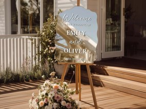Autocolant personalizat pentru oglindă S50 – Welcome to the wedding of...