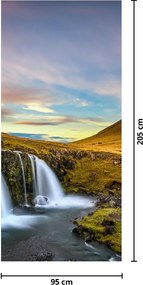Fototapet pentru ușă - Muntii si cascadele din Islanda (95x205cm)