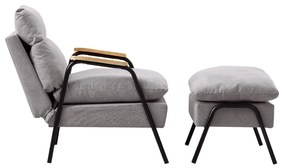 OFERTA Fotoliu reglabil gri deschis BRISTOL cu taburet, a doua calitate