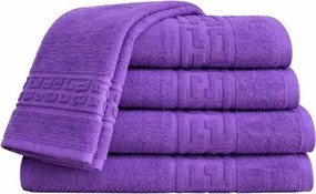 Set 5 Prosoape 70x130 cm Bumbac 500 g/mp Bordura Greceasca, Mov