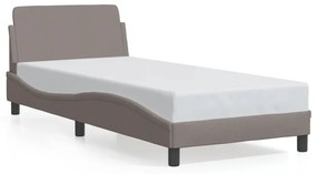 373109 vidaXL Cadru de pat cu tăblie, gri taupe, 90x200 cm, textil