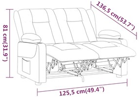 Fotoliu rabatabil masaj, 2 locuri suporturi pahar, crem, textil 1, Crem