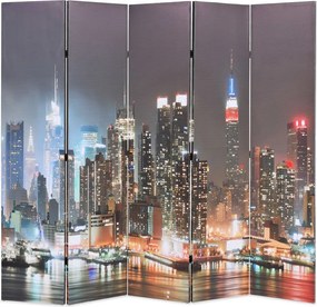 vidaXL Paravan cameră pliabil, 200x170 cm, New York pe timp de noapte