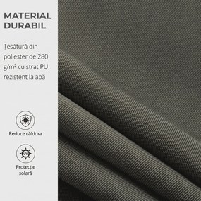 Outsunny Copertină Pliabilă pentru Exterior, Copertină Tip Roll-Up cu Deschidere Manivelă, 350x250 cm, Gri | Aosom Romania