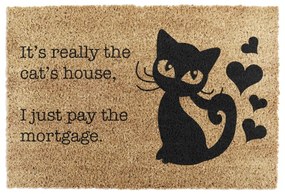 Covoraș intrare din fibre de cocos Artsy Doormats It's really the Cats House, 40 x 60 cm