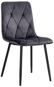 Scaun living din catifea cu cadru negru BUC 210 gri