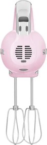 Mixer manual SMEG 50's Style HMF01PKEU, 250 W, 9 viteze, Functie Turbo, Afisaj LED, Timer, Accesorii, Roz