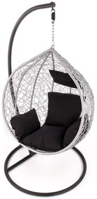 Fotoliu suspendat Eggy ratan gri/negru - H195 cm