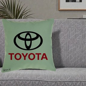 Perna Personalizata cu emblema Toyota, 40x40 cm, Verde, Husa Detasabila, Perna Inclusa, BEKZ®