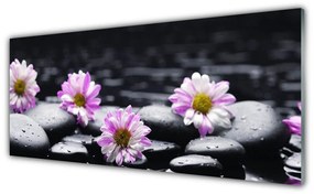 Tablouri acrilice Pietrele florale flori roz alb negru