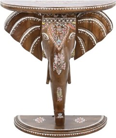 Consolă decorativă pictată manual din lemn de mango, „Elefant”