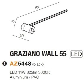 Aplica de perete LED design liniar GRAZIANO WALL 55 BK