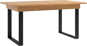 Masă lemn masiv natur Dining Santiago I Extensibilă -Negru 160/, 200 × 90 × 77 cm