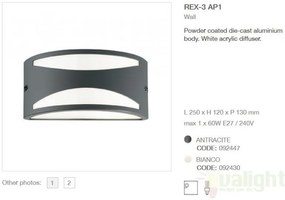 Aplica de perete exterior, IP44, REX-3 AP1 ANTRACITE 092447