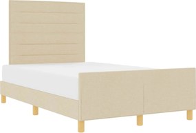 vidaXL Cadru de pat cu headboard Crem 120 x 190 cm țesătură