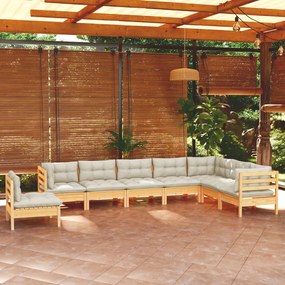 3096731 vidaXL Set mobilier de grădină cu perne crem, 8 piese, lemn masiv pin