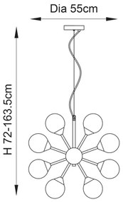 Endon 76499 - Lustru suspendat pe cablu OSCAR 28xG9/18W/230V, auriu
