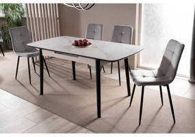 Masa Bucatarie Si Dining Extensibila APOLLO Alb Mat/Cadru Negru 120(160)X80