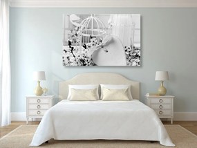 Tablou natura moartă romantică în stilul vintage în design alb-negru