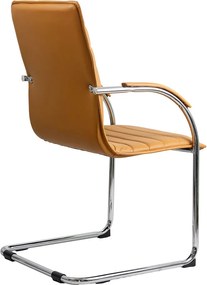 Scaun pentru așteptare bej OFF 835 din piele ecologică și cadru metalic cromat cu brațe