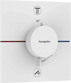 Baterie dus termostatata incastrata alb mat Hansgrohe ShowerSelect Comfort E 2 functii EN1717