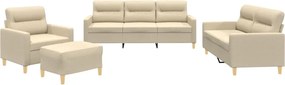 vidaXL Set de canapele cu perne, 4 piese, crem, textil