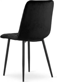 Scaun din catifea neagra LAVA ONYX cu picioare negre