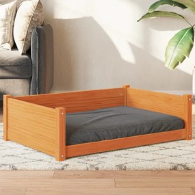 vidaXL Pat pentru câini, maro ceruit, 95,5x65,5x28 cm, lemn masiv pin