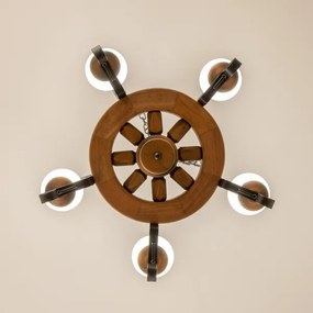 Brilagi - Lustru cu lanț ROATA, 5xE14, 40W, 230V, Ø 50 cm, fag