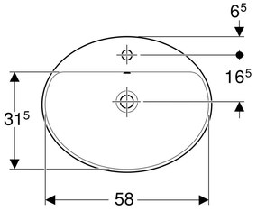 Lavoar baie incastrat alb 60 cm, oval, cu orificiu baterie, Geberit VariForm Cu orificiu, 600x480 mm