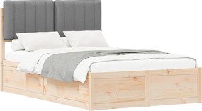 vidaXL Cadru de pat cu tăblie tapițată Gri deschis 120 x 190 cm