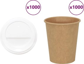 vidaXL Cești de cafea din hârtie cu capace 1000 buc 8oz 200ml