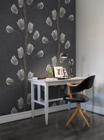 Tapet La Vie En Tulipe, Black, Rebel Walls