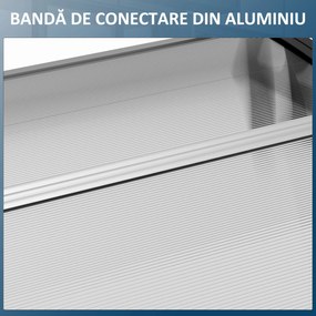 Outsunny Copertina pentru exterior, curbata cu suruburi si buloane incluse, copertina din policarbonat, PP si aluminiu, 295x90x23.5cm