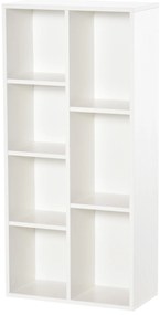 HOMCOM Bibliotecă din Lem Stil Vintage Cubica cu 7 Suporturi Diferite din MDF pentru Casă și Birou, 50x24x106 cm, Alb | Aosom Romania