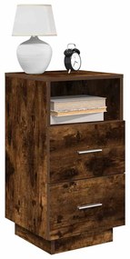 vidaXL Noptiera cu 2 sertare stejar afumat 36x36x68 cm