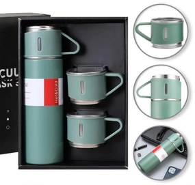 Termos 500 ml cu 3 cesti HOT&COLD, verde