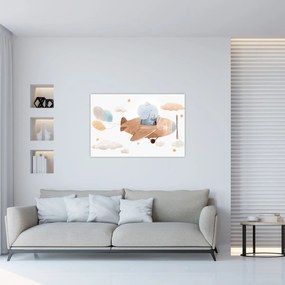 Tablou - Acuarelă elefant într-un avion (90x60 cm)