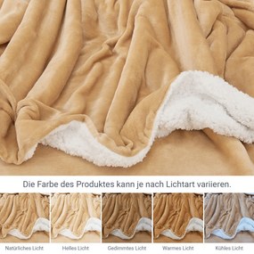 Pătură imitație lână 220x240 cm, culoare cămilă