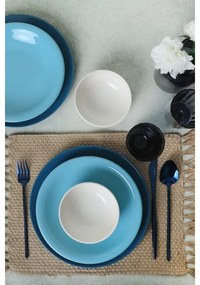 Set de masă, 18 piese, ceramică, albastru/alb